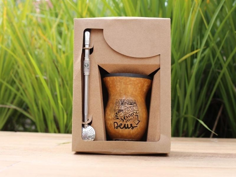 Kit com Cuia e Bomba para Chimarrão Personalizadas em Bento Gonçalves