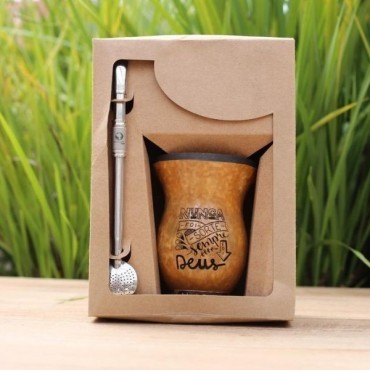 Kit com Cuia e Bomba para Chimarrão Personalizadas em Bagé
