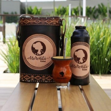 Kit com Cuia, Garrafa Térmica, Mateira e Bomba para Chimarrão Personalizados em Bagé