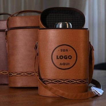 Mateira em Couro Personalizada para Chimarrão em Bagé