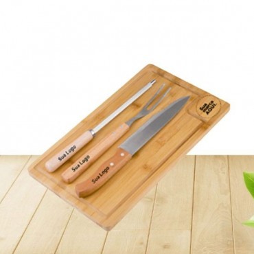 Tábua, Garfo, Faca e Afiador para Churrasco Personalizados em Bagé