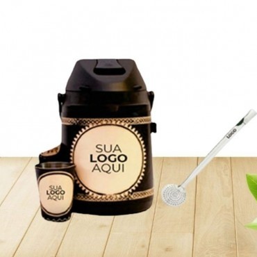 Kit com Cuia, Garrafa Térmica e Bomba para Tererê Personalizados em Bagé