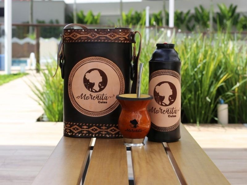 Kit com Cuia, Garrafa Térmica, Mateira e Bomba para Chimarrão Personalizados em Bagé